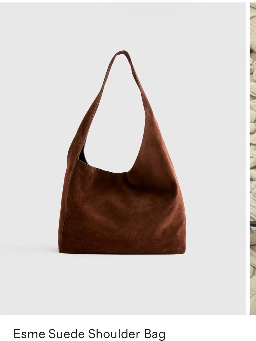 Suede Shoulder Bag - Brown - Picture 2 of 9